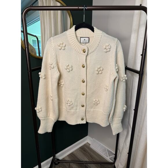 Tuckernuck Cream Camellia Cardigan Sweater size L large - Picture 2 of 5